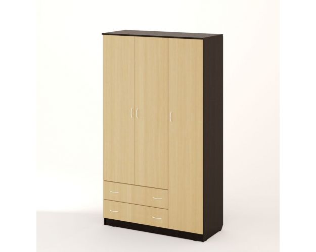 Шкаф распашной 3-х створчатый с 2 ящ (Венге/Беленый дуб)
