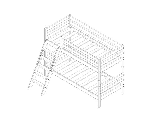 Кровать Соня вариант 12 низкая с наклонной лестницей Белый полупрозрачный