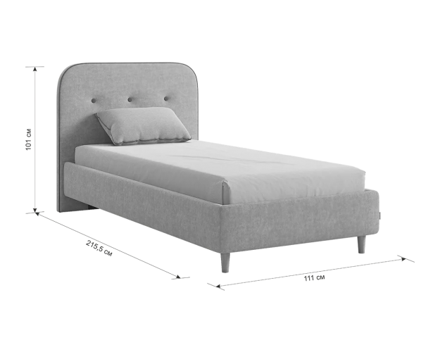 Кровать с основанием 900 Лео нежно-розовый / графит (велюр)