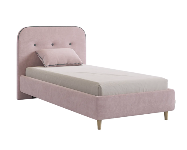 Кровать с основанием 900 Лео нежно-розовый / графит (велюр)