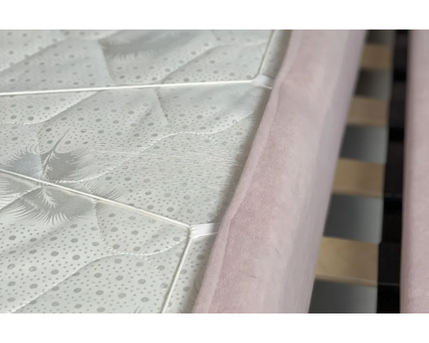 Кровать с основанием 900 Лео нежно-розовый / графит (велюр)