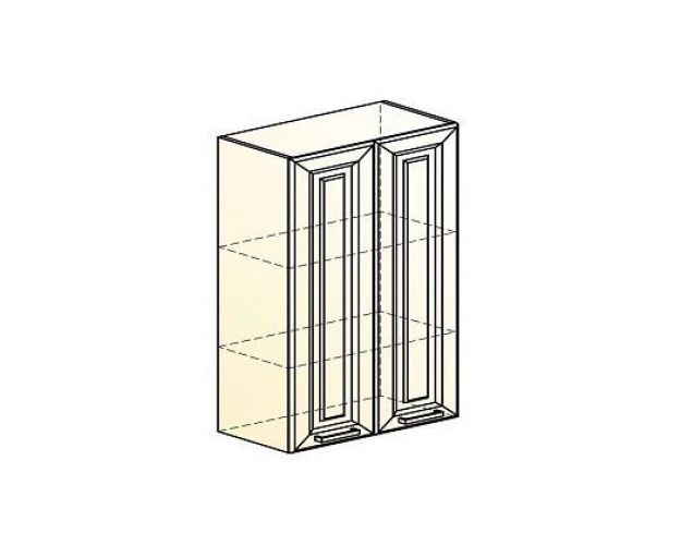 Атланта Шкаф навесной L600 Н900 (2 дв. гл.) (эмаль) (Белый/Белый глянец патина золото)