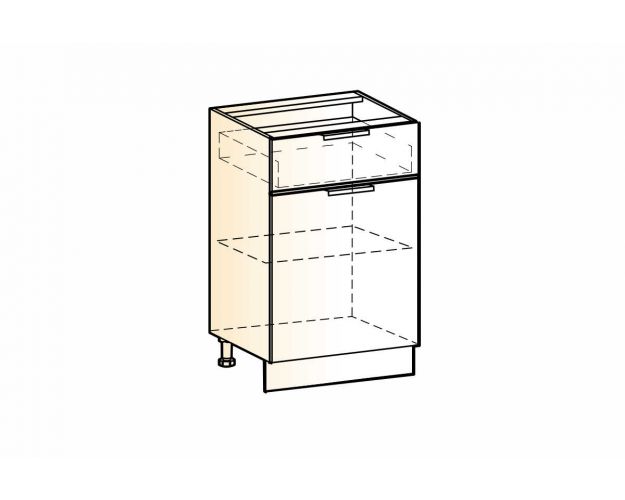 Стоун Шкаф рабочий L500 (1 дв. гл. 1 ящ.) (белый/джелато софттач)