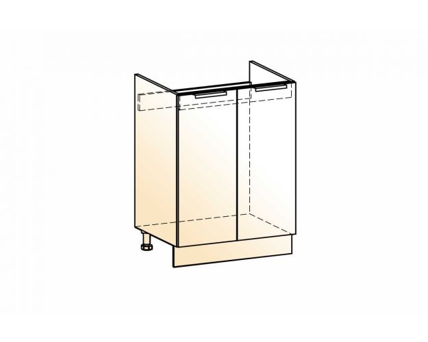 Стоун Шкаф рабочий под мойку L600 (2 дв. гл.) (белый/белая скала)