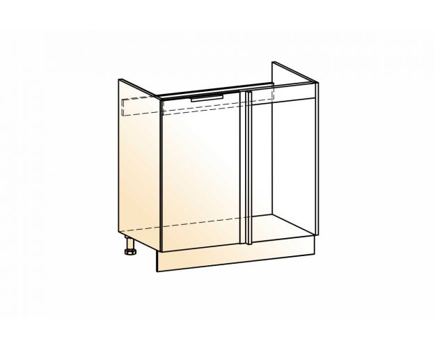 Стоун Шкаф рабочий под мойку угл. L800 (1 дв. гл.) (белый/камень темно-серый)