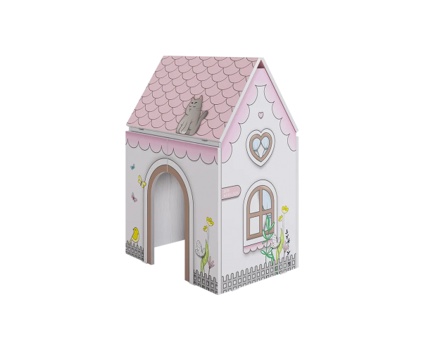 Стол Домик белое дерево / розовый