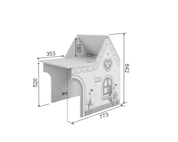 Стол Домик белое дерево / розовый