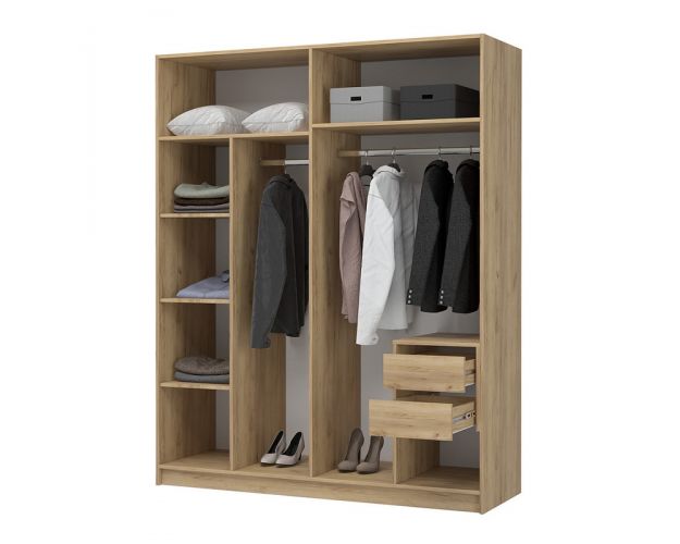 Шкаф четырехдверный Лион дуб крафт золотой / графит