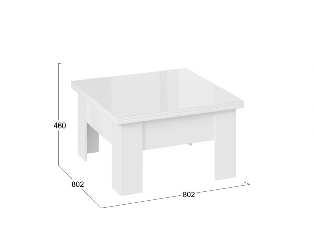 Стол журнальный (трансформер) «Glance» тип 1 (Белый/Стекло белый глянец)