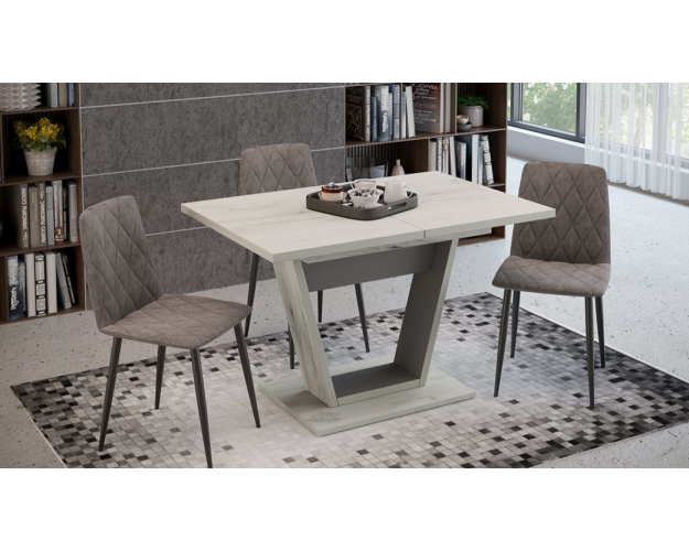 Стол обеденный «Гавана» Тип 1 Дуб крафт белый, Серый графит