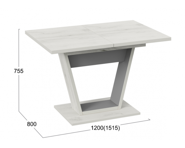 Стол обеденный «Гавана» Тип 1 Дуб крафт белый, Серый графит