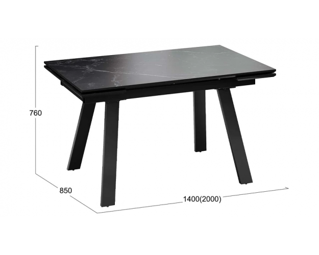 Стол обеденный Дэкстон тип 1 черный муар / черный мрамор