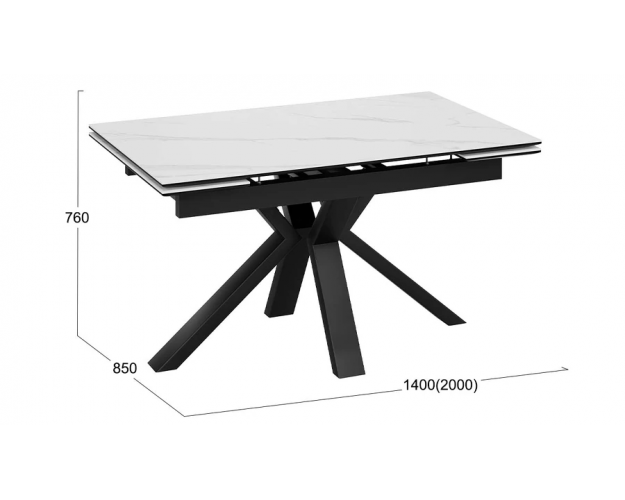 Стол обеденный Дерби тип 1 черный муар / белый мрамор