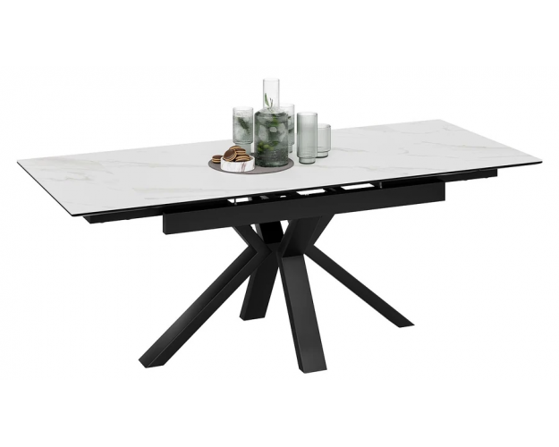 Стол обеденный Дерби тип 1 черный муар / белый мрамор