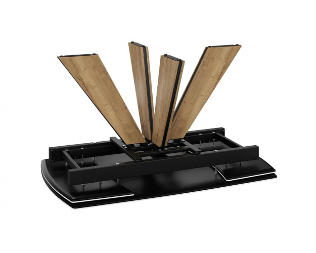 Стол обеденный Палмер тип 1 черный муар / дуб галифакс / черный мрамор