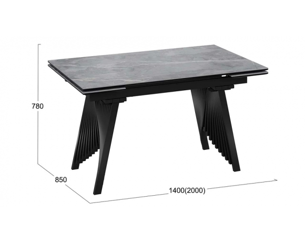 Стол обеденный Шелдон тип 1 черный муар / серый мрамор
