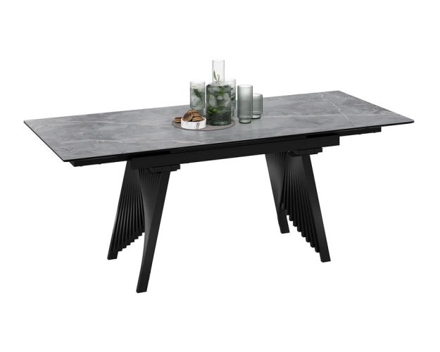 Стол обеденный Шелдон тип 1 черный муар / серый мрамор