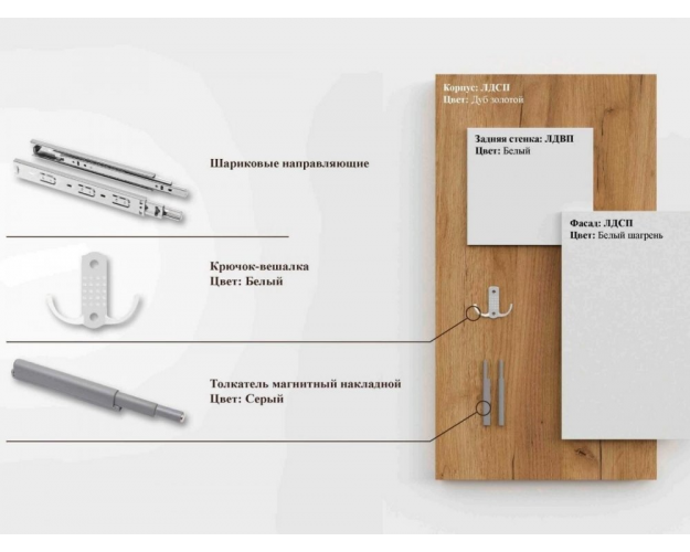 Комод 4 ящика Некст 1 дуб золотой / белый