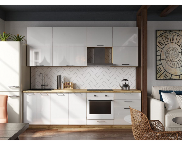 Кухонный гарнитур Гарден белый глянец